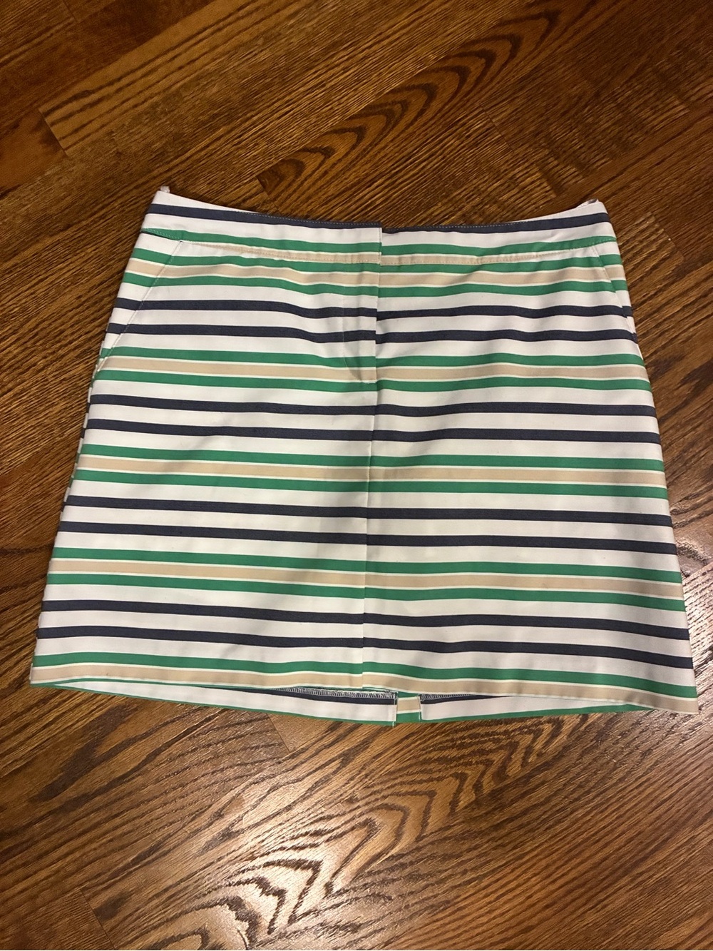 Izod Striped Mini Skirt in Navy, Green and White - Picture 1 of 6